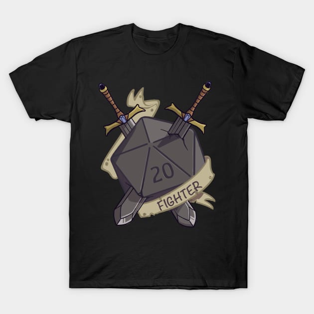 D20 Fantasy Dice Fighter Class T-Shirt by SpicyCookiie